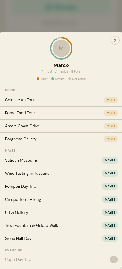 Pulse member profile sheet on mobile